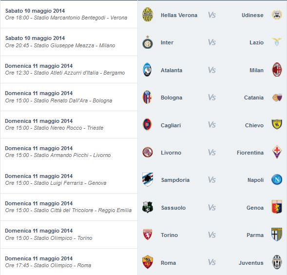 calendario serie A