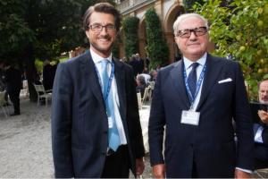 Il presidente dell'Istituto Europa Asia Achille Colombo Clerici con Stefano Simontacchi al Forum Ambrosetti di Cernobbio, settembre 2014
