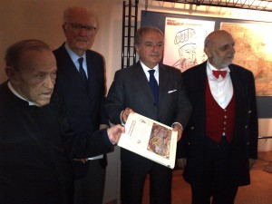 da sin. mons. Antonio Fappani, Francesco Lechi, Achille Colombo Clerici, Ivo Amendolagine