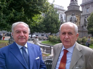 Achille Colombo Clerici presidente di Assoedilizia con Luigi Orombelli pres. Societa' Storica Lombarda