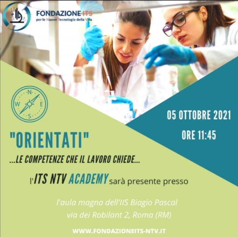 ” Orientati”: le competenze che il lavoro chiede. ITS-NTV Roma e Pomezia prosegue il ciclo di incontri con i giovani per spiegare la sua offerta formativa.