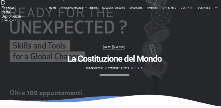 Alla dodicesima edizione del  Festival della Diplomazia si parlerà di “Costituzione materiale del mondo”, una serie di incontri sul tema nuove tecnologie e  sistema di controllo globale.