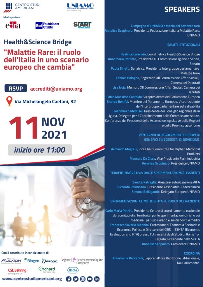 Locandina per articolo su Convegno Malattie Rare 11 novembre 2021