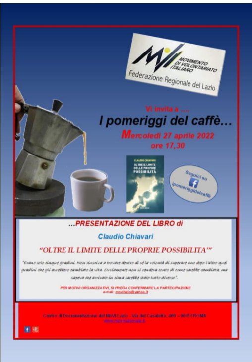 Presentazione del libro di Claudio Chiavari ” Oltre il limite delle proprie possibilità”.