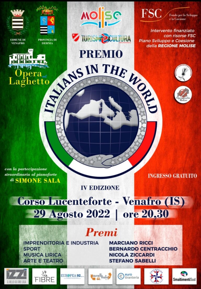 IV edizione del Premio ” Italians in the world” a Venafro ( IS).