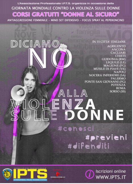Corsi Gratuiti Donne al Sicuro in 15 città italiane “Diciamo No alla violenza sulle donne: Conosci, Previeni, Difenditi”.
