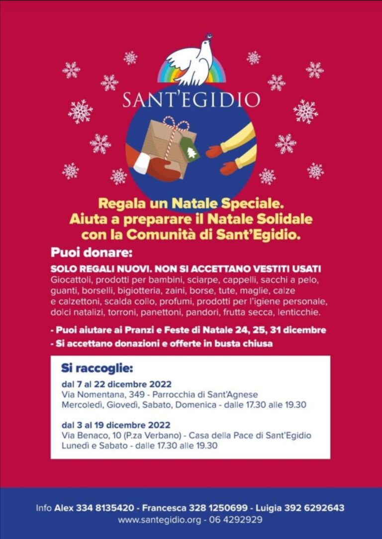 Regala un Natale speciale con la Comunità di Sant’Egidio.