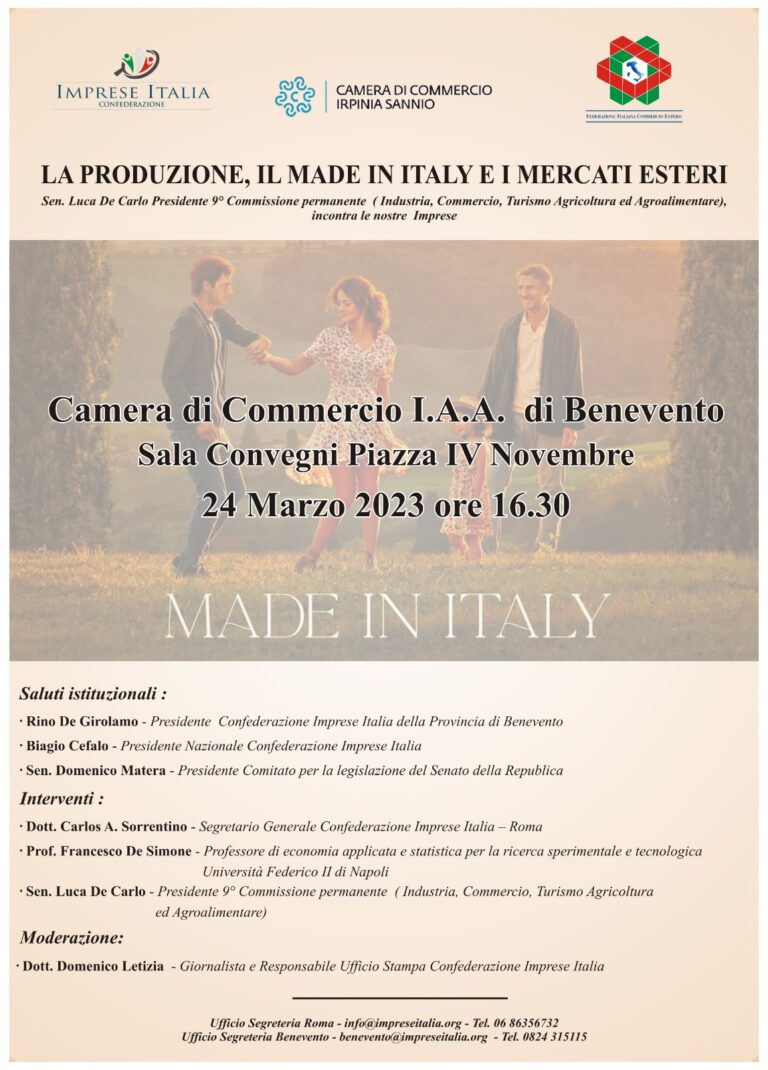 Le eccellenze italiane, le nuove modalità della produzione industriale e le opportunità dei mercati esteri .