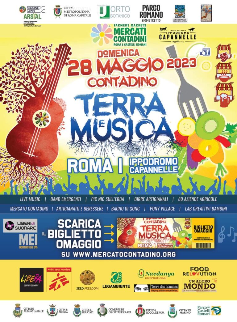 TERRA E MUSICA 2023 FESTA CONTADINA a ROMA DOMENICA 28 MAGGIO.