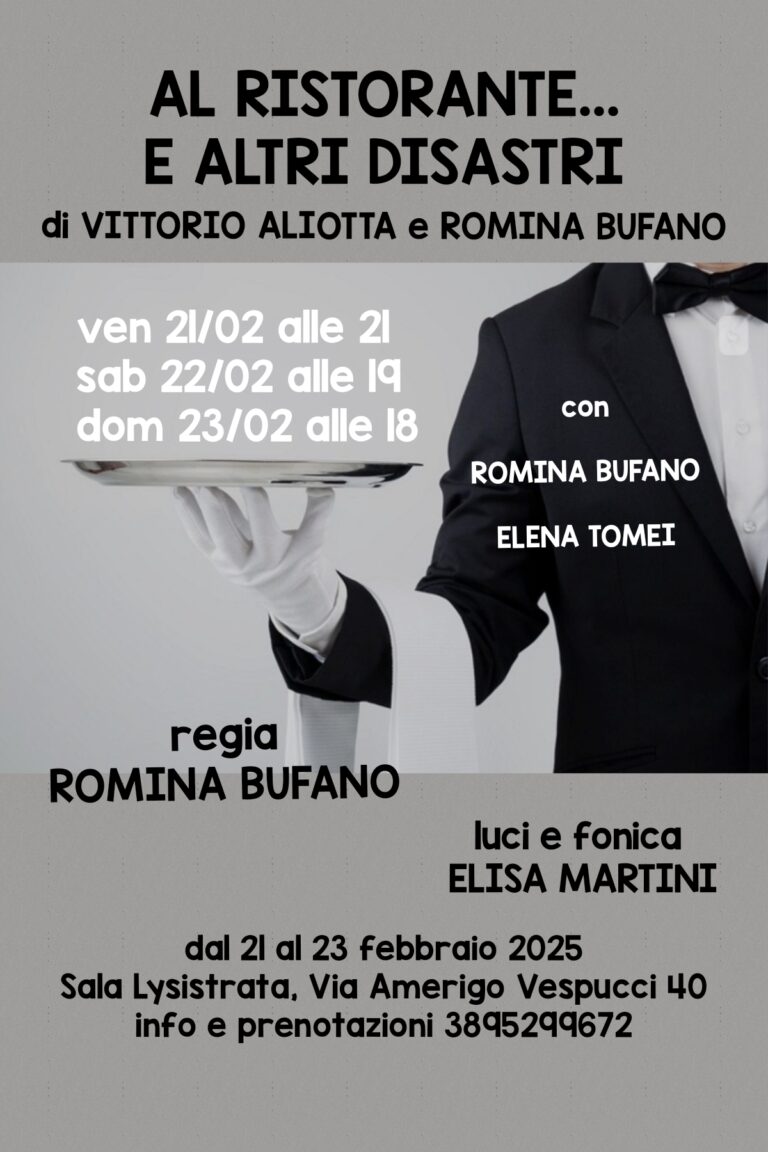 A Roma l’esilarante “Al ristorante… e altri disastri” alla Sala Lysistrata del Teatro Antigone.