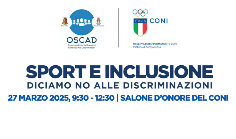 “Sport e Inclusione”, il 27 marzo al CONI un convegno contro le discriminazioni.