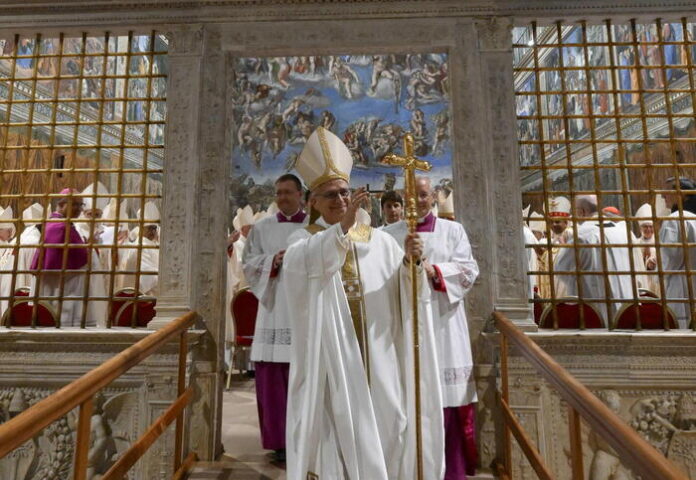 Pope Leo XIV celebrates Mass with the Cardinal electors in the Sistine Chapel