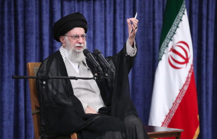 Iranian supreme leader Ayatollah Ali Khamenei holds a meeting