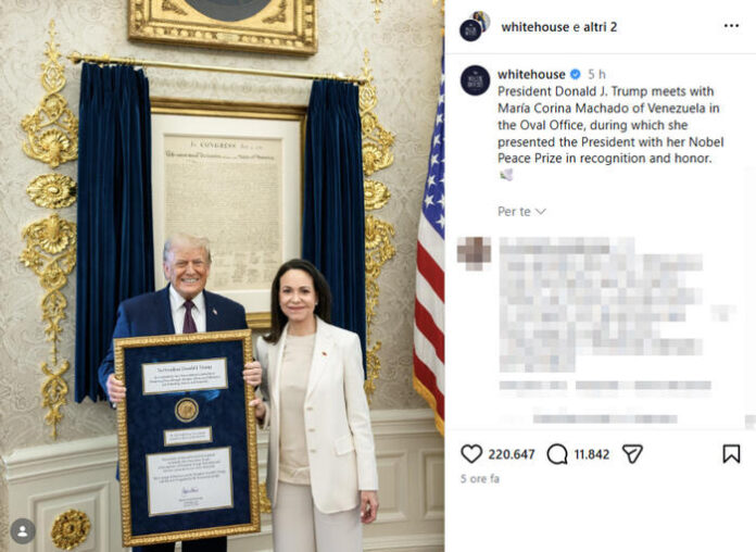 Machado dà il suo Nobel a Trump